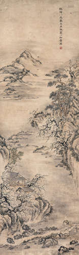 （1744-1802） 黄易 山居幽坐 纸本设色 立轴