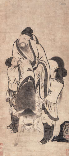（1617-1700） 张璐 太白醉酒上驴图 纸本设色 立轴