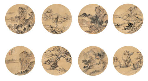 （1736-1799） 方薰 山水四屏 绢本设色 立轴