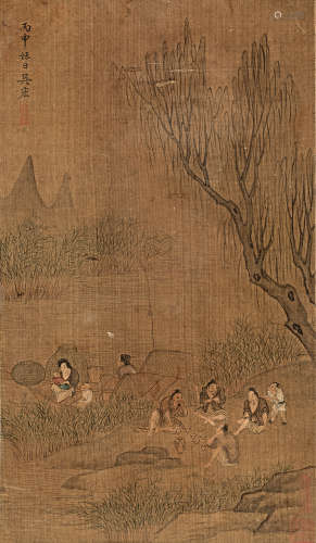 （1615 —1680） 吴宏 渔乐图 纸本水墨 镜芯