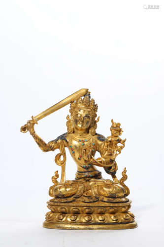 Gilt Bronze Figure of Manjushri