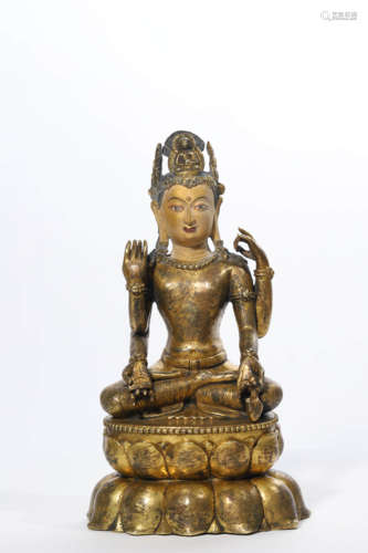 Gilt Bronze Figure of Four-Armed Avalokitesvara