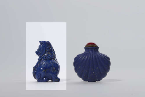 Carved Lapis Lazuli Mythical Beast Snuff Bottle