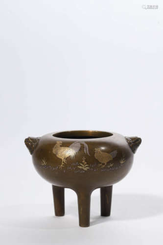 Bronze Tripod Beast-Eared Censer