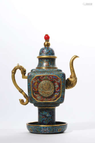 Cloisonne Enamel Fu&Shou Ewer