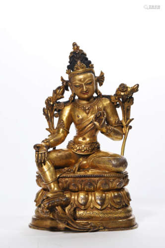 Gilt Bronze Figure of Green Tara