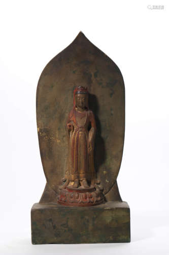 Painted Greystone Figure of Guanyin