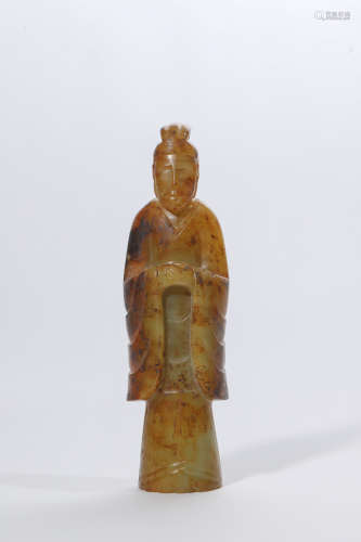 Carved Brownish Jade Figurine Statue