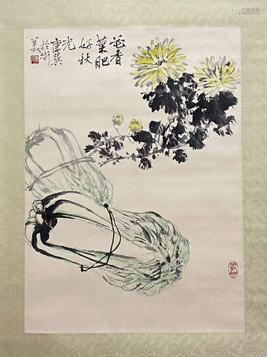 Chinese Flower and Bird Painting On Paper, Tang Shiyao Mark