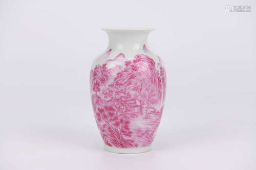 Falangcai Glaze Landscape Vase