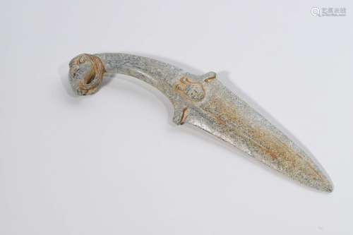 Carved Jade Ram-Head Dagger