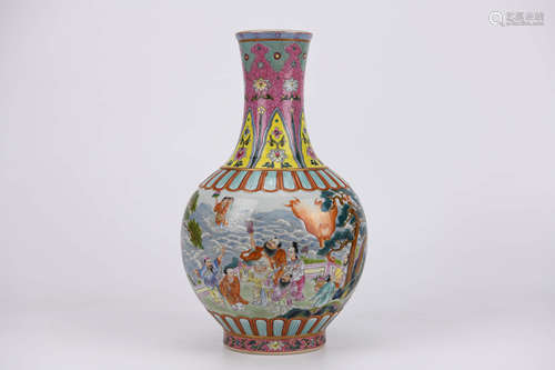 Famille Rose Figure Vase