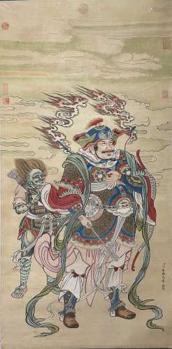 Chinese Immortal Silk Painting, Ding Guanpeng Mark