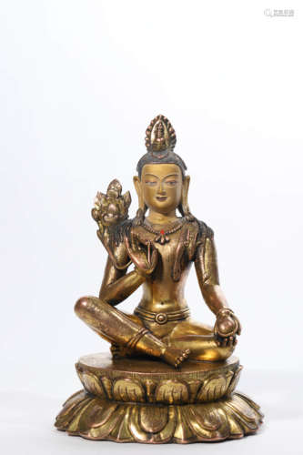 Gilt Bronze Figure of Guanyin