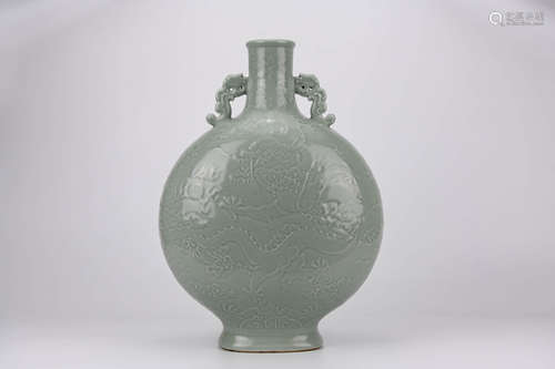 Celadon Glaze Dragon Moon Flask