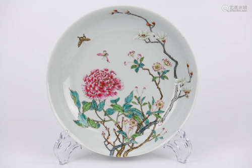 Famille Rose Butterfly and Flower Plate