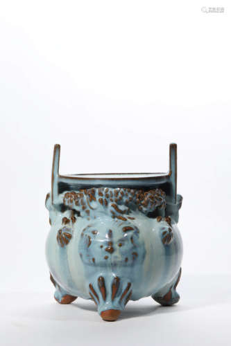 Jun Ware Beast-Face Tripod Censer