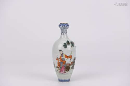 Famille Rose Deer Lady Vase