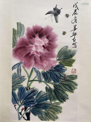 Chinese Flower and Bird Painting, Lou Shibai Mark