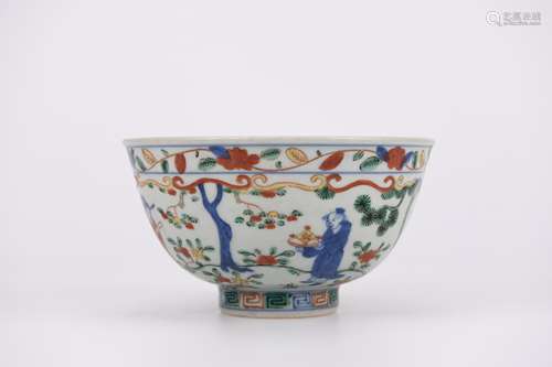 Wucai Glaze Figure Bowl