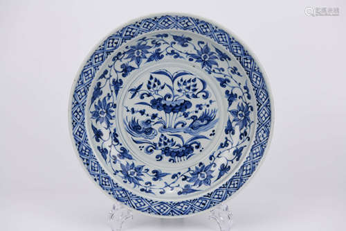 Blue and White Mandarin Ducks Plate