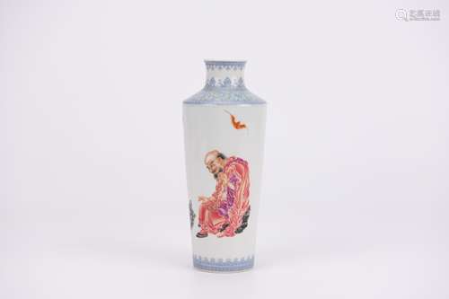 Falangcai Glaze Figure Square Vase