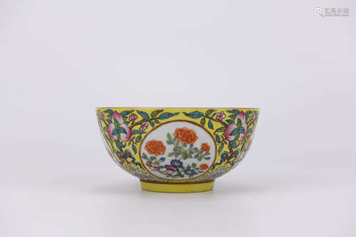 Famille Rose Flowers Bowl