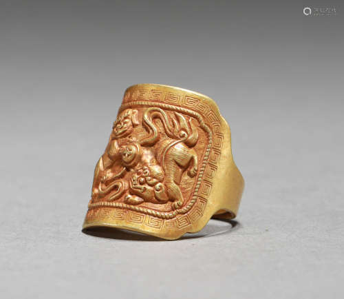 Pure gold ring of Qing Dynasty