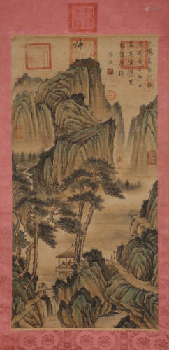 Guo Xi's landscape silk scroll in Song Dynasty