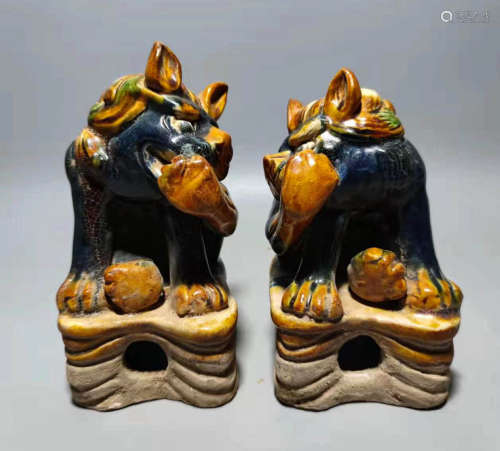 Tricolor lion ornaments of Tang Dynasty