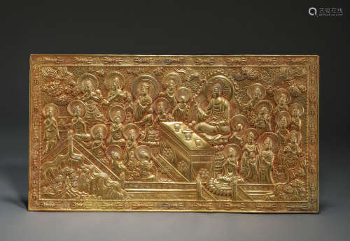 Board painting of pure gold Buddha statue in Song Dynasty