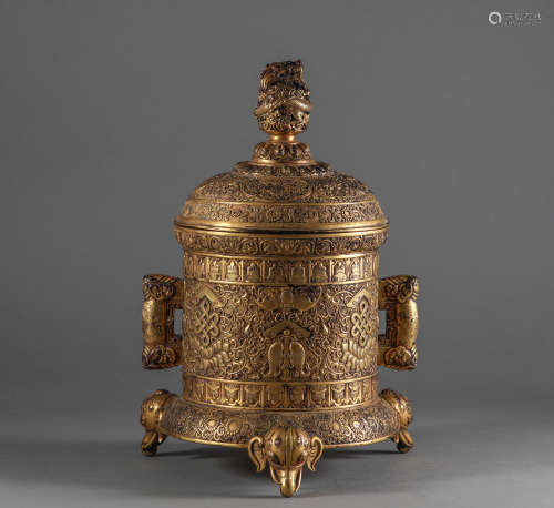 Bronze gilding incense burner in Qing Dynasty