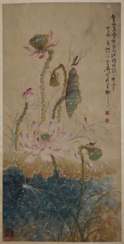 Wang Xuetao lotus paper vertical shaft