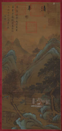 Li Zanhua's silk scroll of landscape figures in Song Dynasty