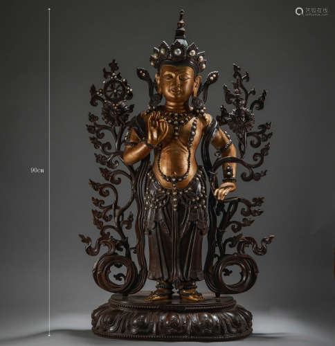 Guanyin statue of six grade Buddha building in copper clay a...