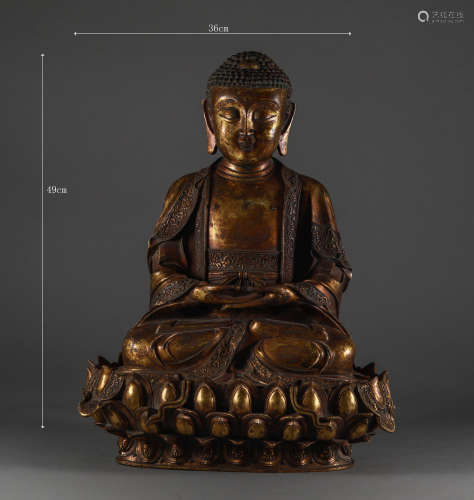 Gilded copper statue of Sakyamuni in Ming Dynasty