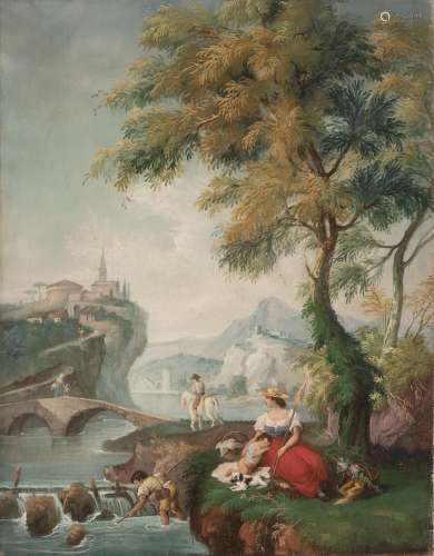 French School; century XVIII. Country scene. Oil on canvas. ...