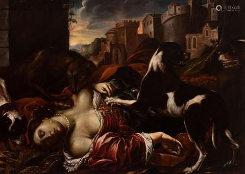 Italian school; mid-17th century. "The death of Jezebel...