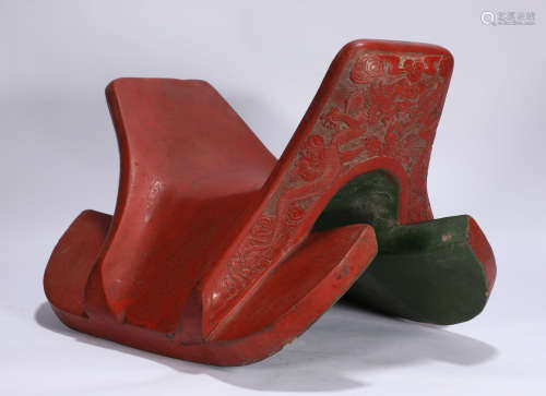 A Cinnabar Lacquer Saddle Qing Style