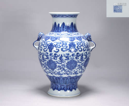 Qing Dynasty Qianlong blue and white tangled branches lotus ...