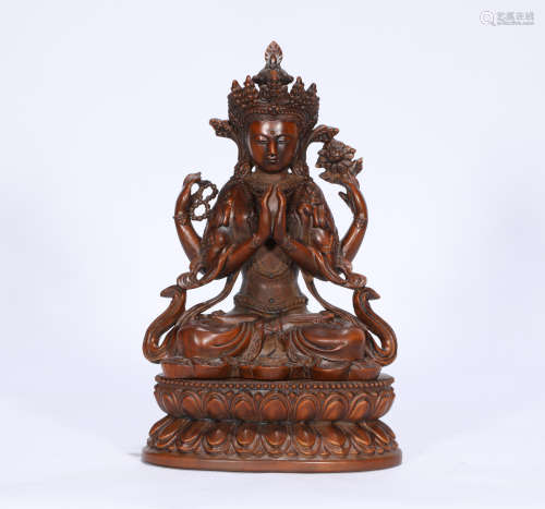 A Carved Boxwood Seated Bodhisattva Qing Style