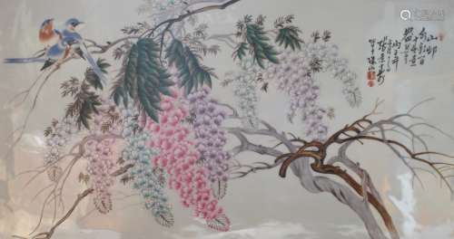 张景寿花鸟瓷板画