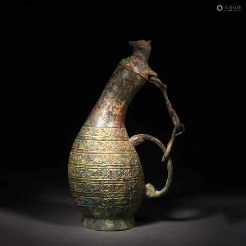 A Bronze Ritual Bird Ewer