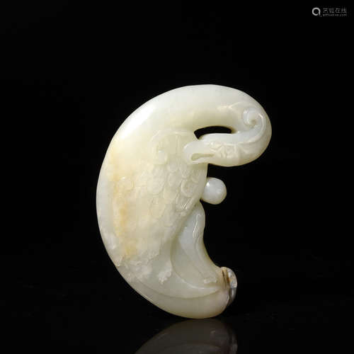 A Carved White Jade Goose