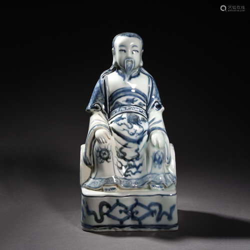 A Blue and White Figurine of Taoism Figure