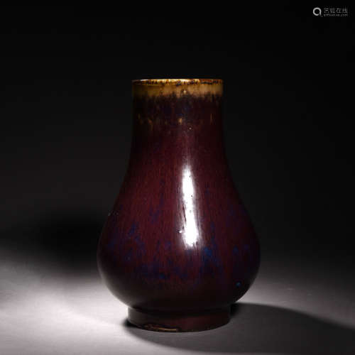 A Flame-Glaze Globular Zun Vase