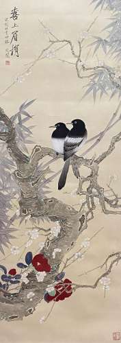 A Chinese Flower and Bird Painting On Paper, Yu Fei'An Mark