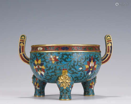 Cloisonne Enamel Tripod Censer