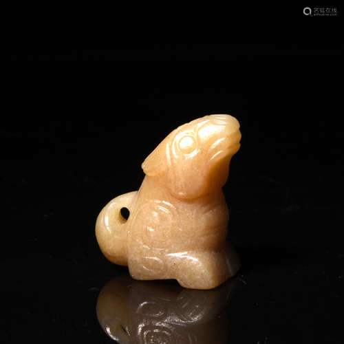 A Carved Russet Jade Figure of Mythical Beast