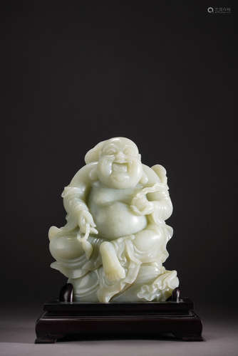 Celadon Jade Maitreya Statue